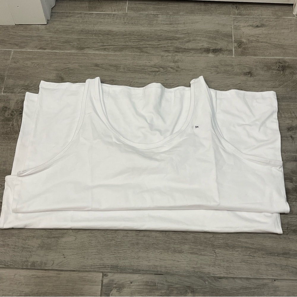 Maurices Women’s Scoop Neck Tank Top Size 3X Solid White Cotton Blend 2 Pack - Picture 1 of 8